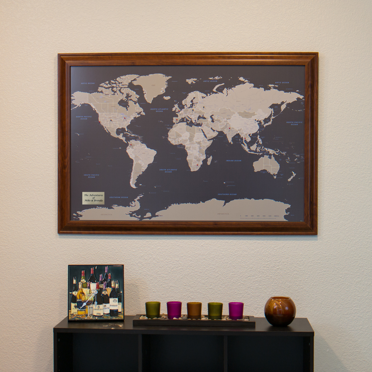 Earth Tone World Travel Map With Pins {Review}