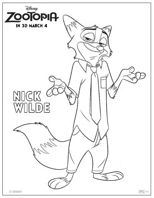 Zootopia Coloring Pages Nick Wilde